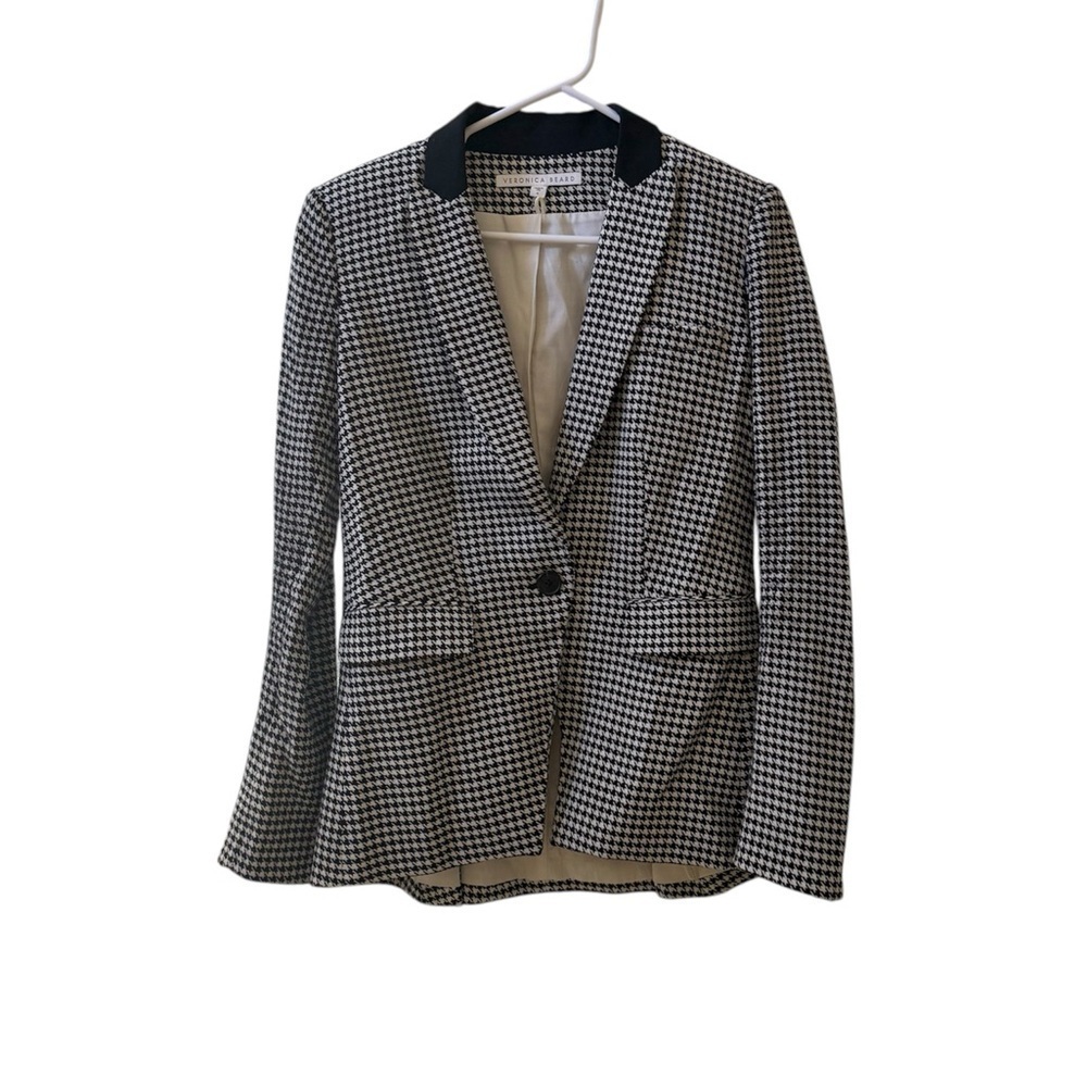 VERONICA BEARD Airlie Houndstooth Dickey Blazer Jacket Black/White Sz 4 - Picture 9 of 9